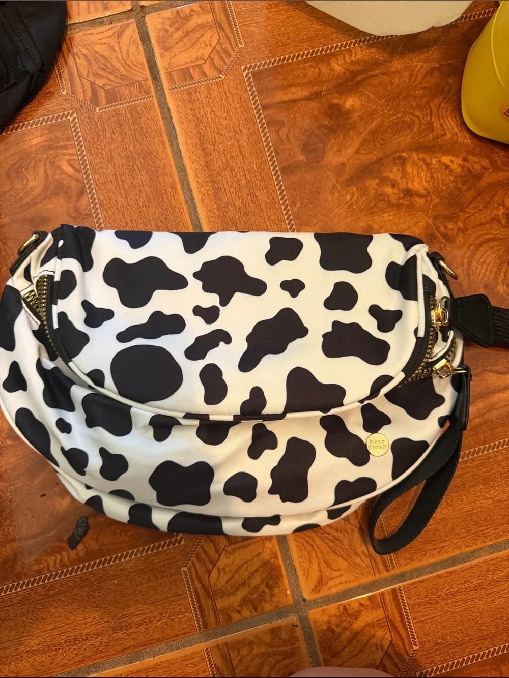 Black & White Cow Print Crossbody Shoulder Bag